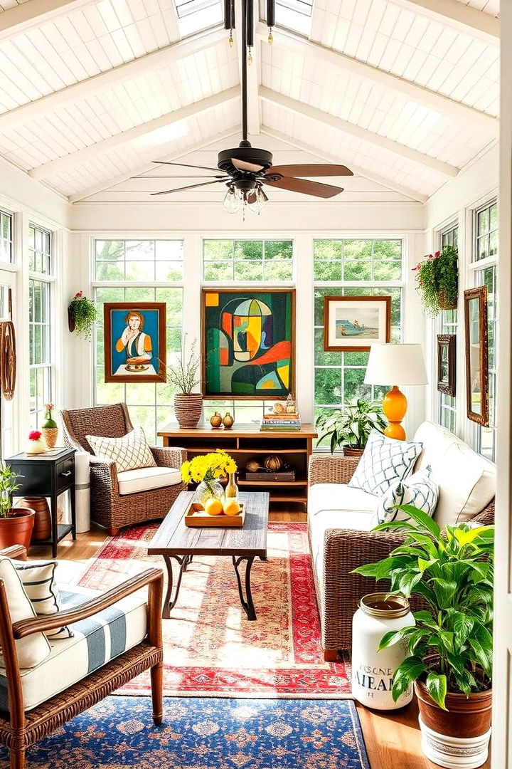 Eclectic Mix of Styles - 22 Farmhouse Sunroom Ideas