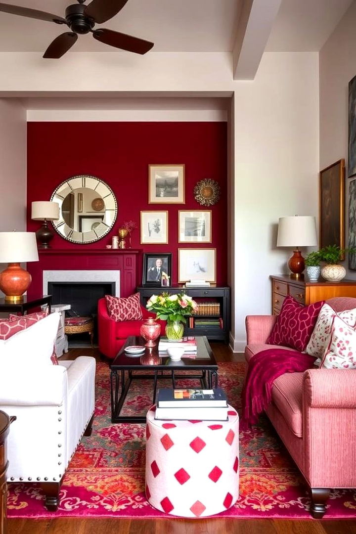Eclectic Mix with Burgundy Accents - 22 Burgundy Living Room Ideas