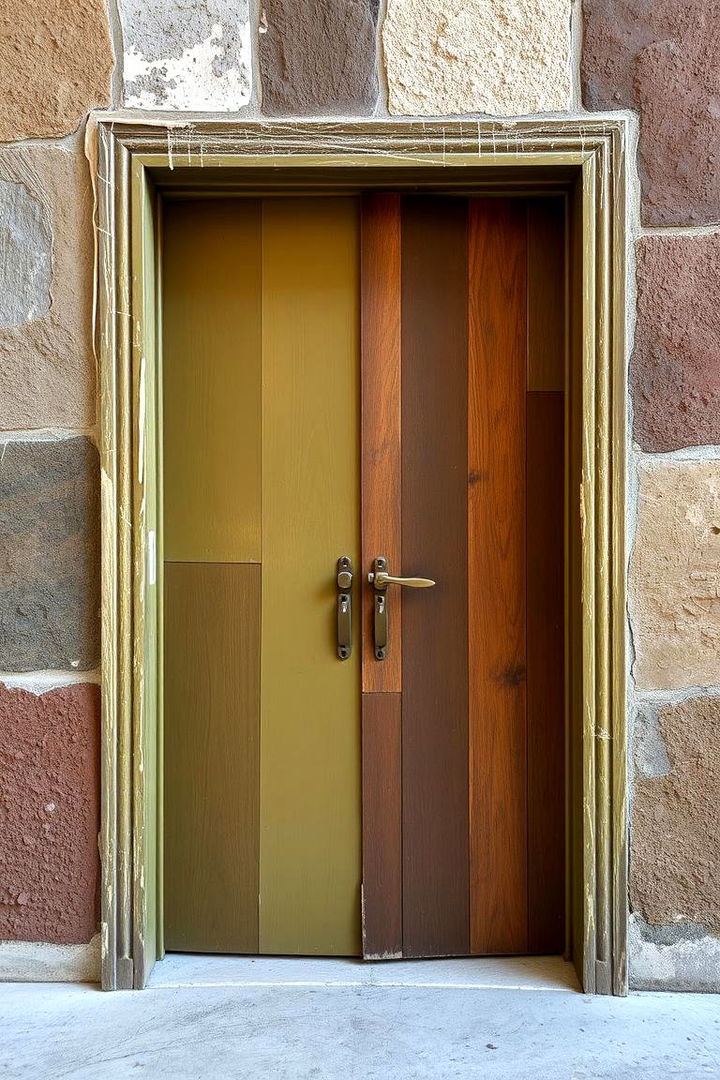 Eclectic Mix with Textured Olive Finishes - 22 Olive Green Front Door Ideas