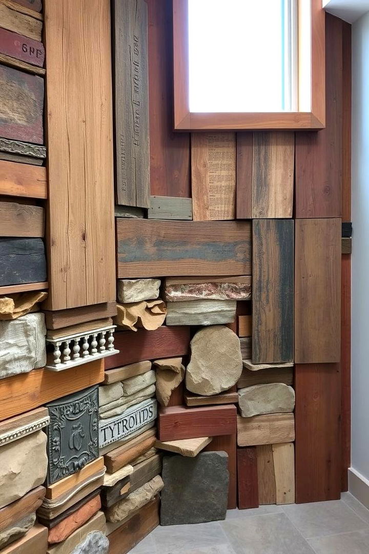 Eclectic Mixed Materials - 22 Basement Accent Wall Ideas