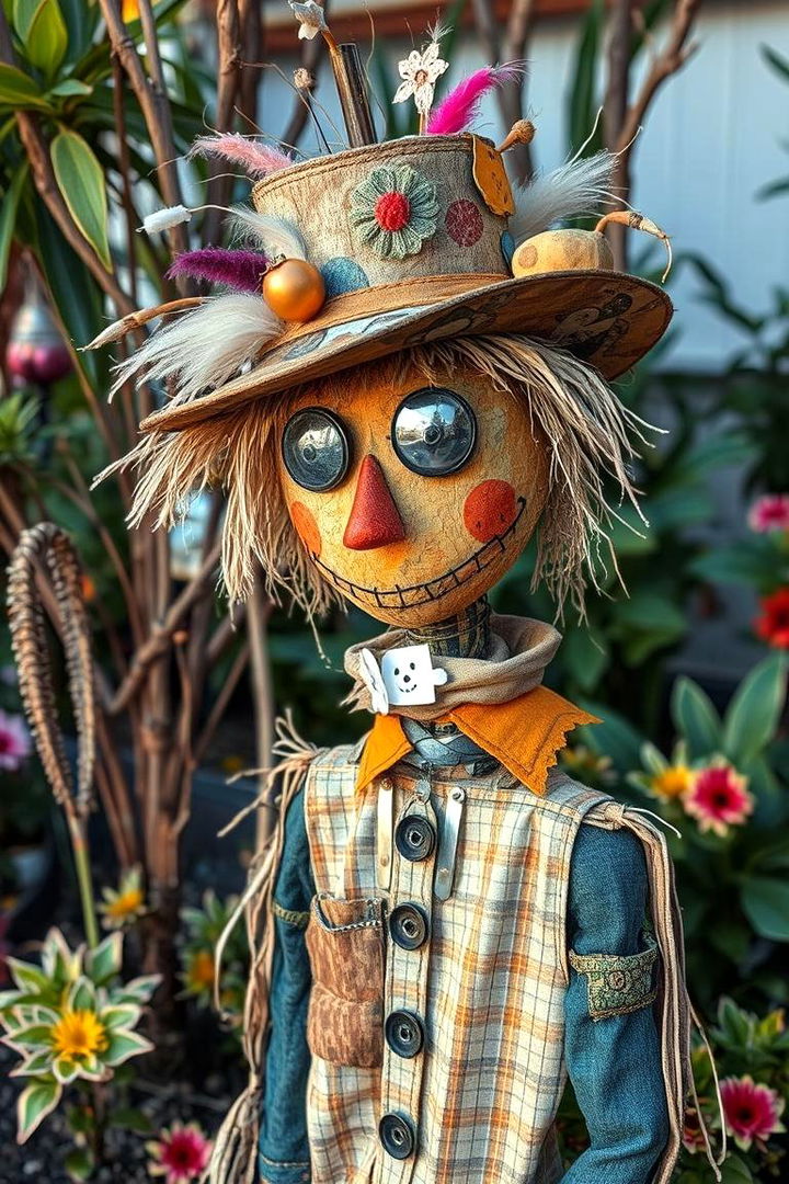 Eclectic Mixed Media Scarecrow Ingenuity - 22 Garden Scarecrow Ideas