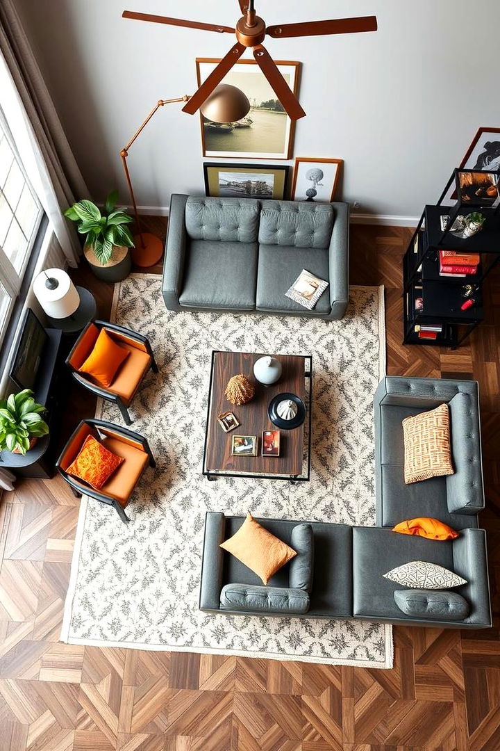Eclectic Modern Fusion - 22 Orange and Grey Living Room Ideas