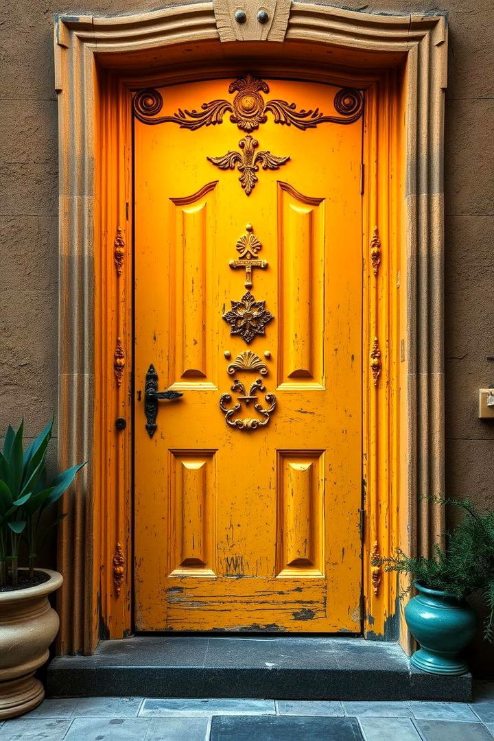 Eclectic Mustard Door Designs - 22 Mustard Yellow Front Door Ideas