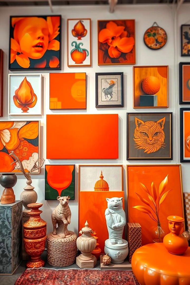 Eclectic Orange Art Pieces - 22 Orange Room Ideas