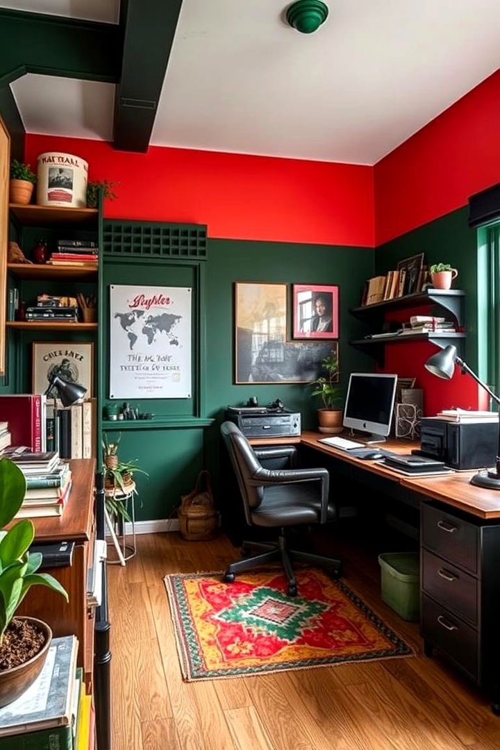 Eclectic Pairings with Dark Green - 22 Dark Green Office Ideas and Inspiration