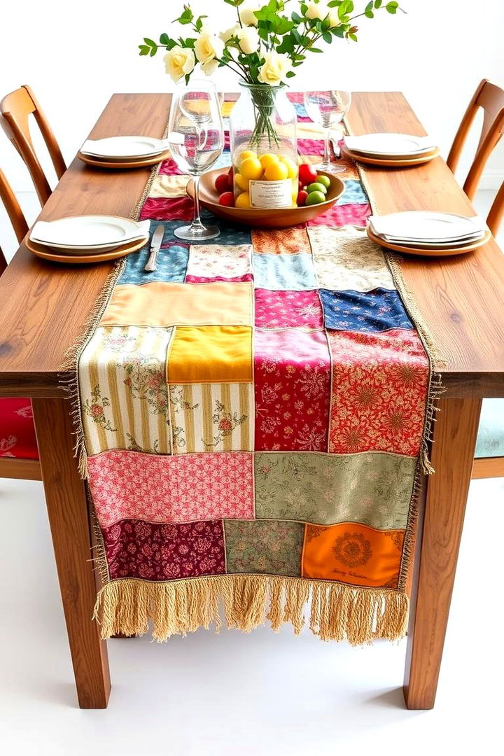 Eclectic Patchwork Table Runners - 22 Table Runner Ideas