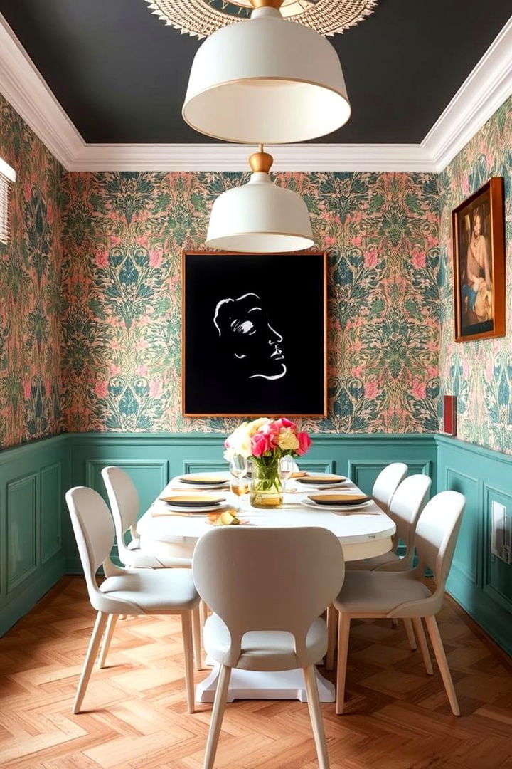 Eclectic Patterned Designs - 22 Dining Room Wainscoting Ideas