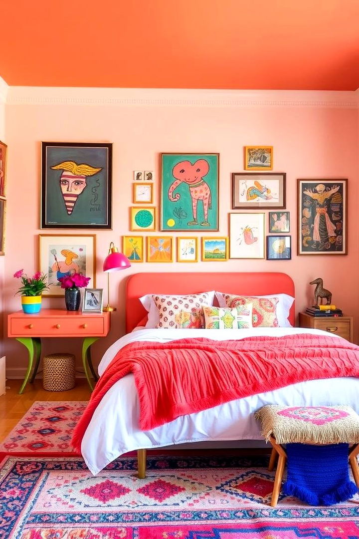 Eclectic Peach Pop - 22 Peach Bedroom Ideas