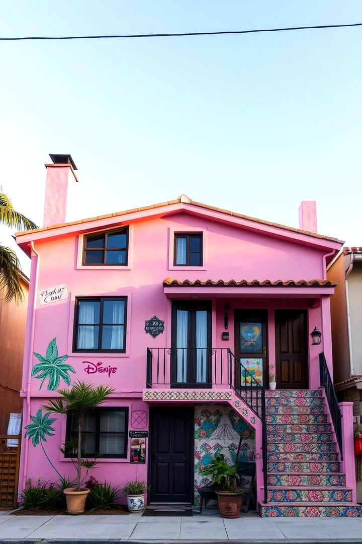 Eclectic Pink House Fusion - 22 Pink House Exterior Ideas
