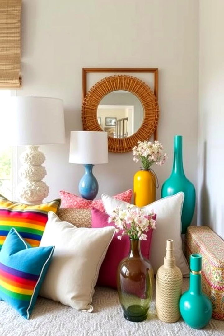 Eclectic Rainbow Accessories - 22 Rainbow Bedroom Ideas