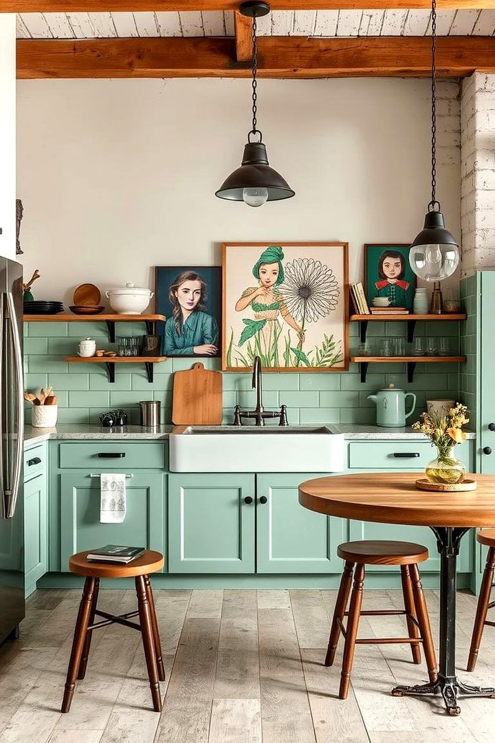 Eclectic Seafoam Green Mixes - 22 Seafoam Green Kitchen Ideas