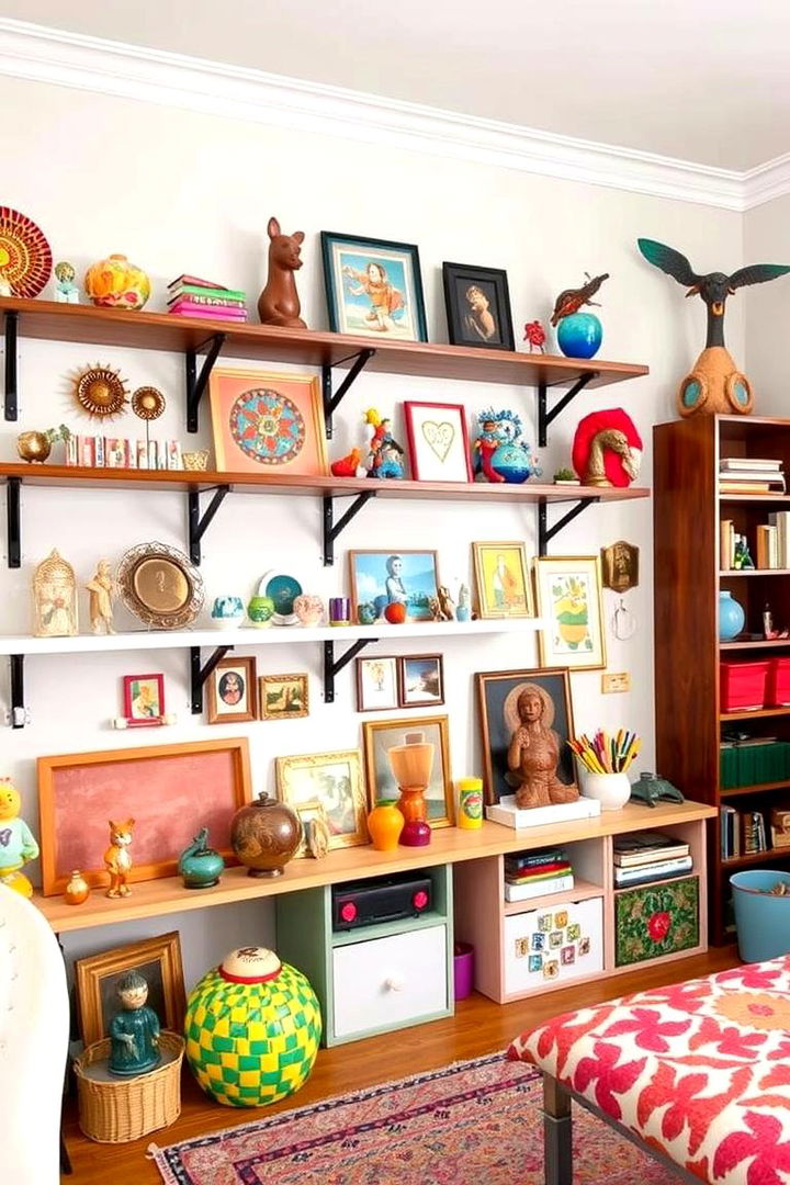 Eclectic Shelf Arrangements for Personal Style - 22 Bedroom Shelving Ideas