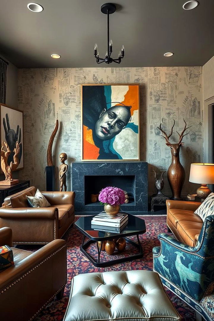 Eclectic Statement Pieces - 22 Man Cave Living Room Ideas