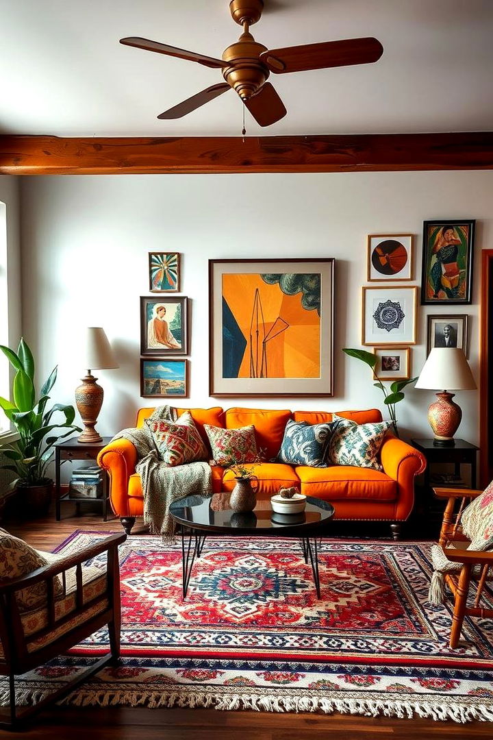 Eclectic Style Synergy - 22 Orange Couch Living Room Ideas