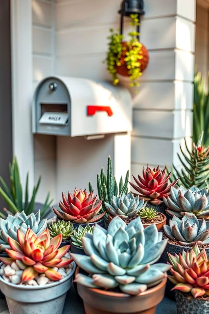 Eclectic Succulent Arrangements - 22 Mailbox Landscaping Ideas