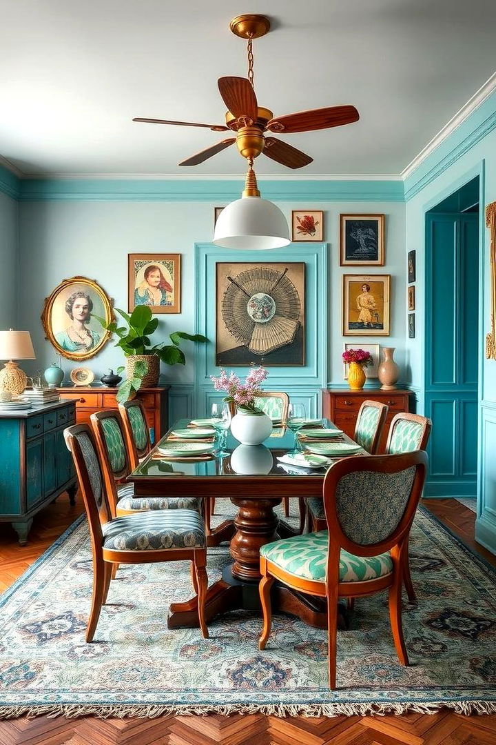 Eclectic Teal Mix Designs - 22 Teal Dining Room Ideas