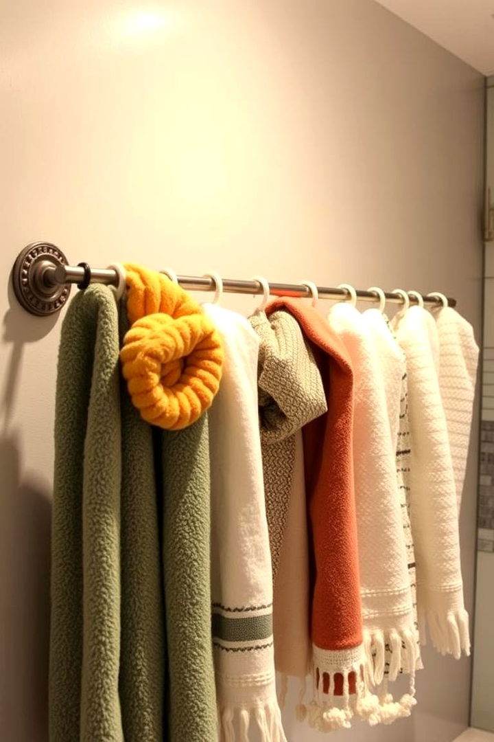 Eclectic Towel Garland Rod - 22 Towel Display Ideas