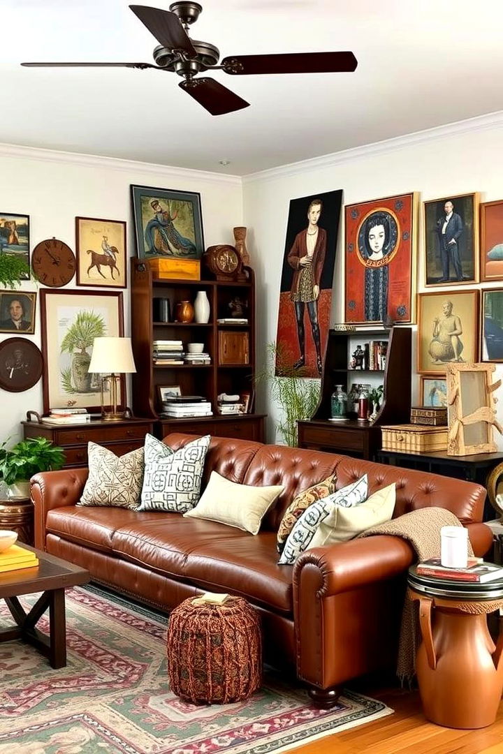 Eclectic Vibe - 22 Brown Leather Couch Living Room Ideas