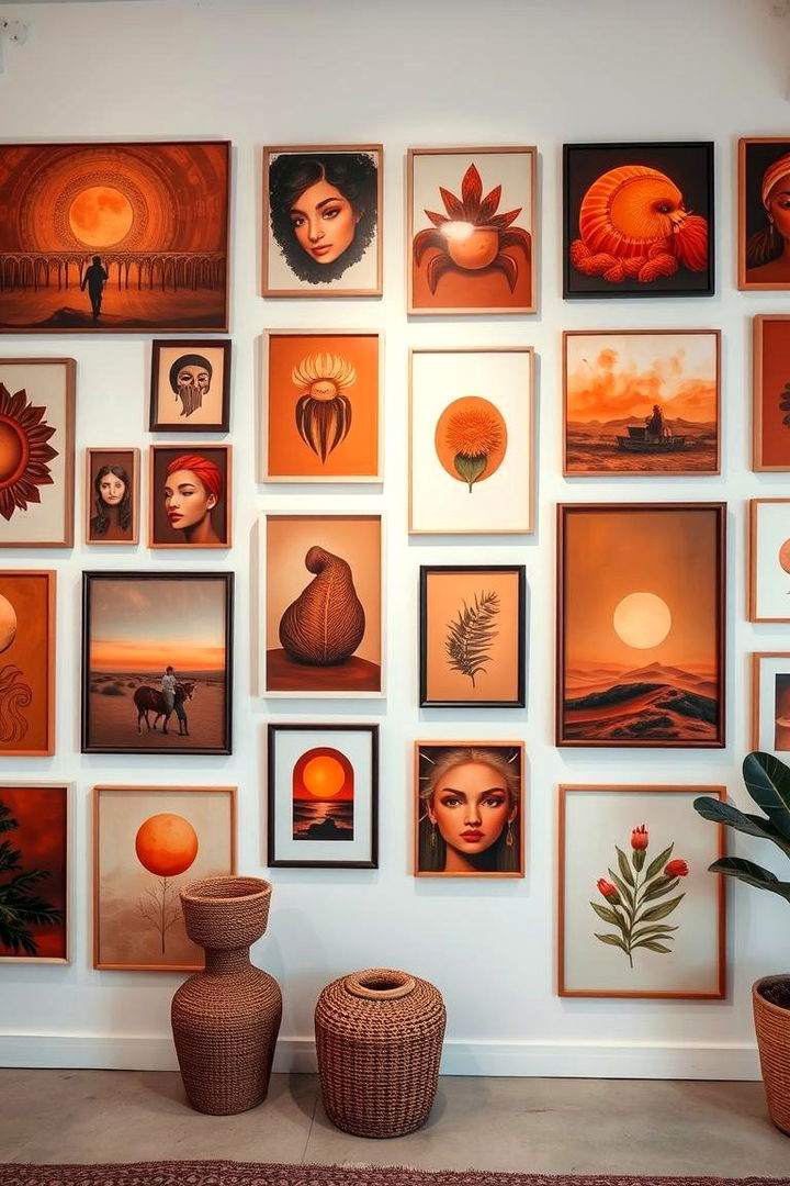 Eclectic Wall Art Displays - 22 Boho Burnt Orange Bedroom Ideas