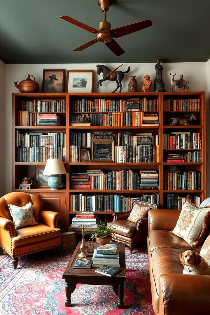 Eclectic Western Bookshelf - 22 Western Living Room Ideas