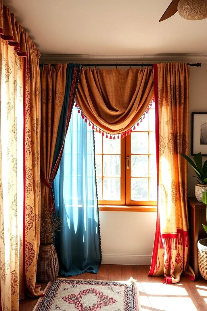 Eclectic Window Treatments for Dynamic Light Play - 22 Colorful Boho Bedroom Ideas