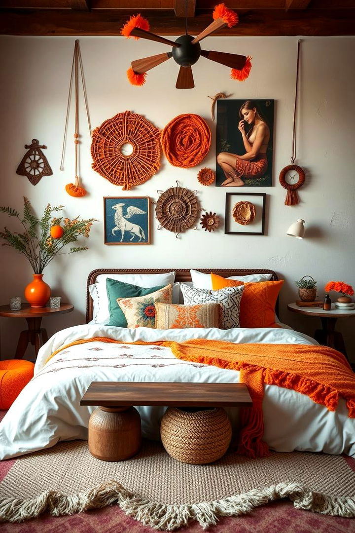 Eclectic and Artistic Decor - 22 Orange Bedroom Ideas
