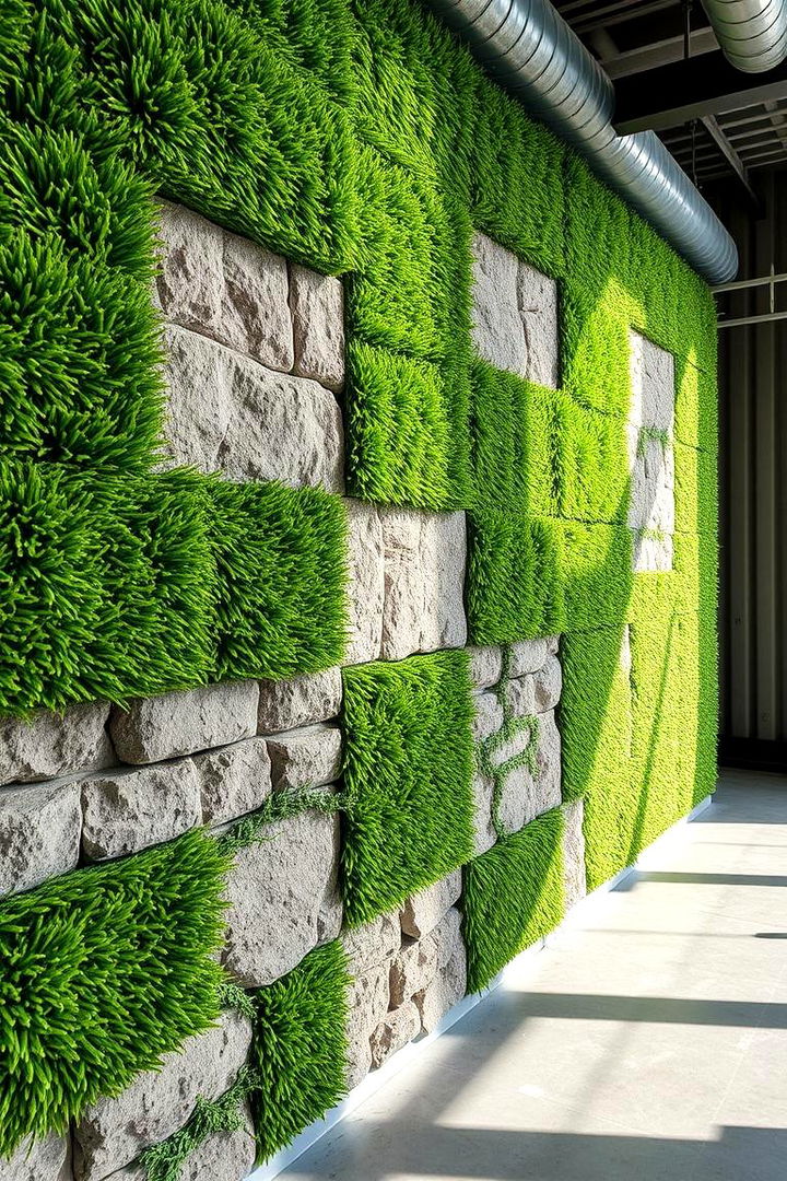 Eco Chic Industrial Fusion - 22 Artificial Grass Wall Design Ideas