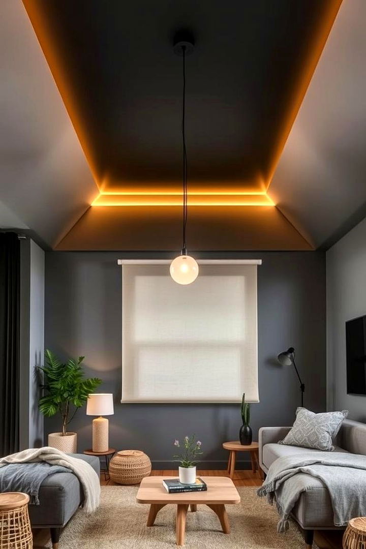 Eco Chic Modern Approach - 22 Black Ceiling With Grey Walls