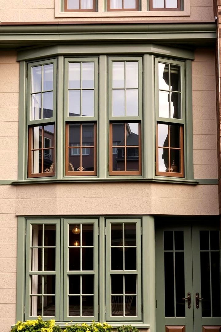 Eco Chic Windows Fusing Function and Style - 22 Sage Green House With Brown Trim Ideas