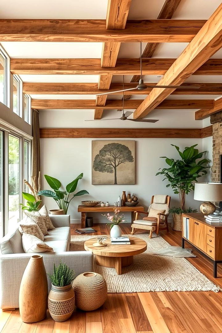 Eco Conscious Designs Using Reclaimed Beams - 22 Exposed Beam Living Room Ideas