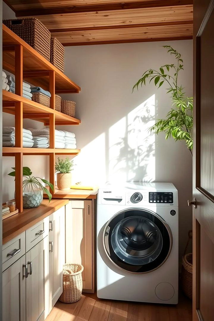 Eco Friendly Bamboo Shelves - 22 Laundry Room Shelving Ideas