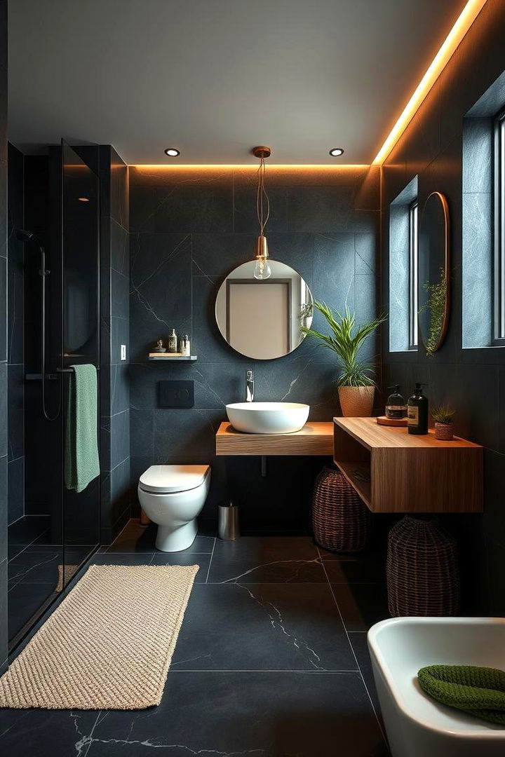 Eco Friendly Black Flooring - 22 Black Floor Bathroom Ideas
