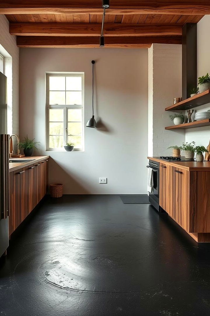 Eco Friendly Black Recycled Materials - 22 Black Floor Kitchen Ideas