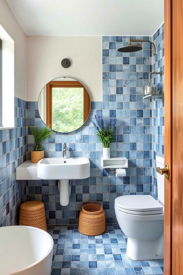 Eco Friendly Blue Designs - 22 Blue Tile Bathroom Ideas