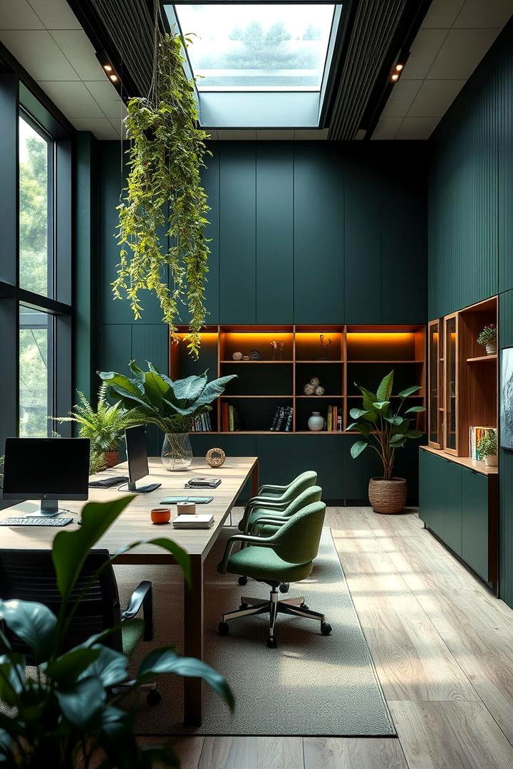 Eco Friendly Dark Green Office Design - 22 Dark Green Office Ideas and Inspiration