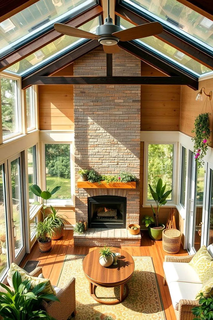 Eco Friendly Design Sunroom - 22 Sunroom With Fireplace Ideas