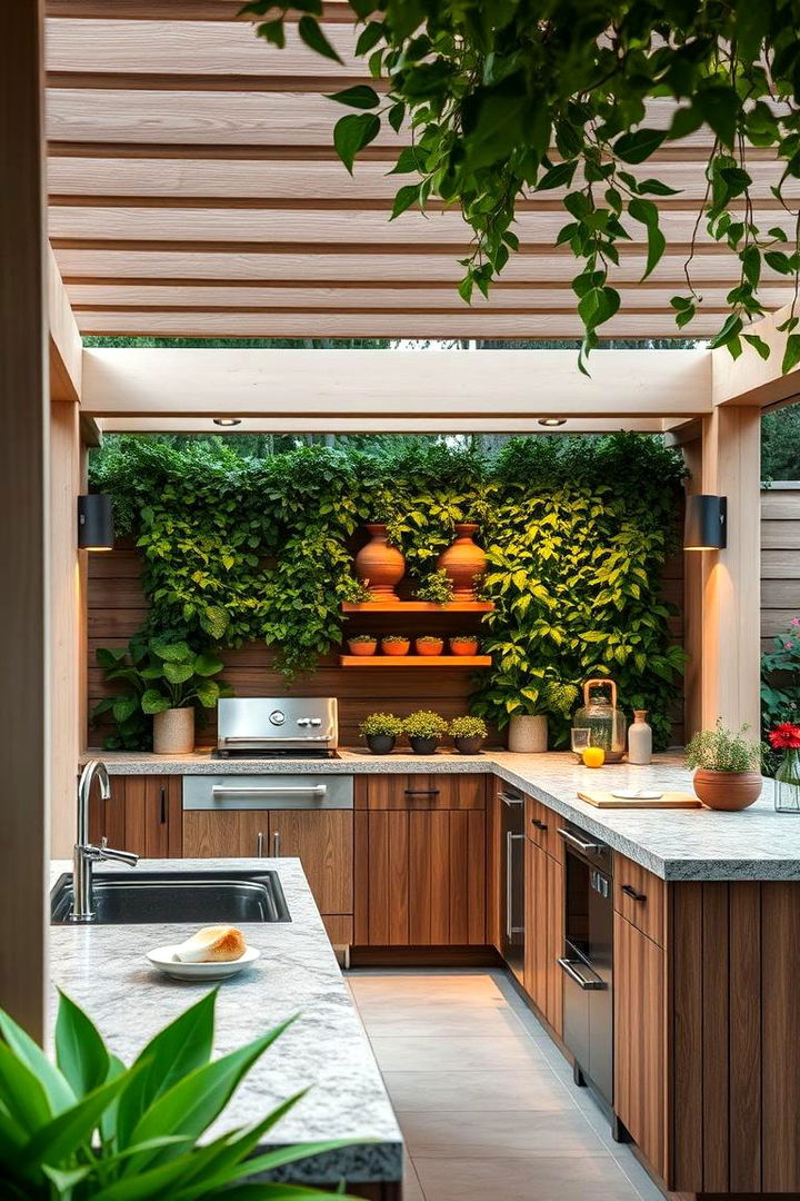 Eco Friendly Designs with Greenery Walls - 22 Outdoor Kitchen with a Gazebo Ideas