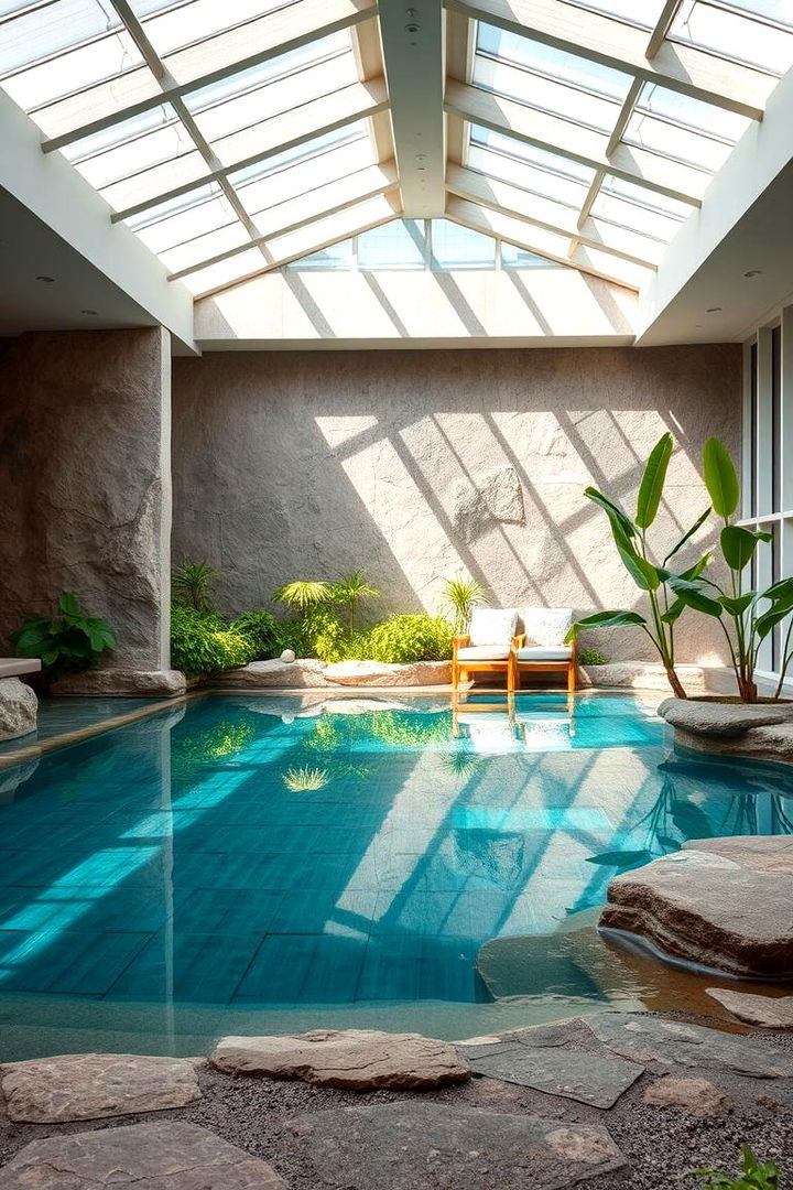Eco Friendly Indoor Pool with Natural Elements - 22 Indoor Pool Ideas