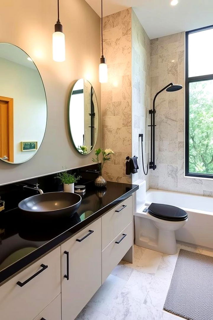Eco Friendly Innovation - 22 bathroom with black countertops ideas