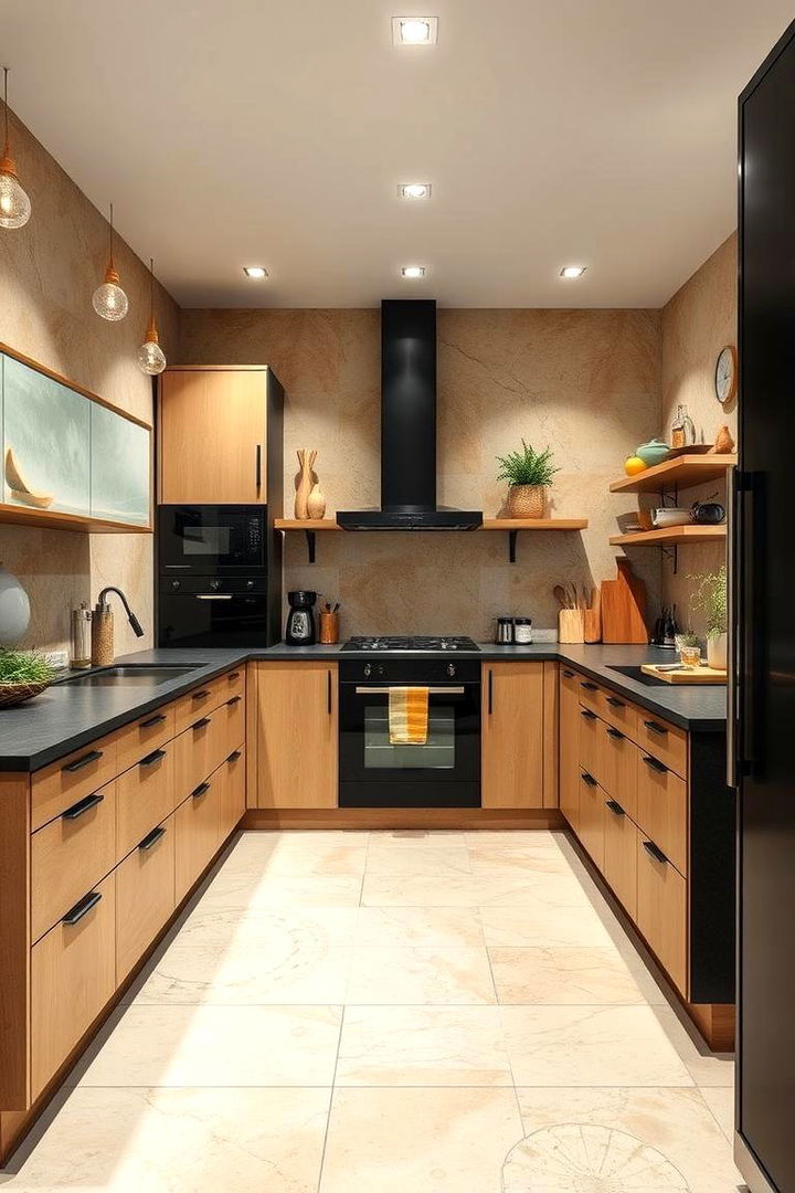Eco Friendly Materials Earthy Beige with Bold Black - 22 black and beige kitchen ideas
