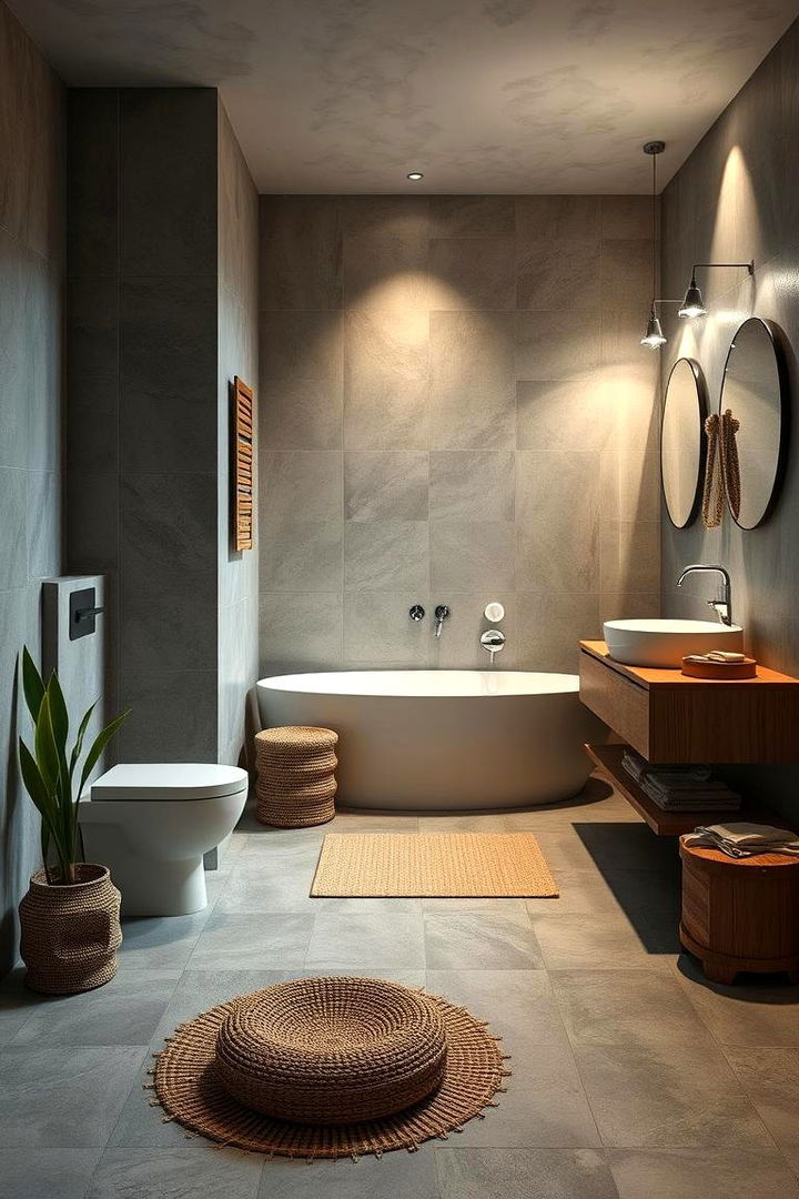 Eco Friendly Modernism - 22 Gray Floor Bathroom Ideas