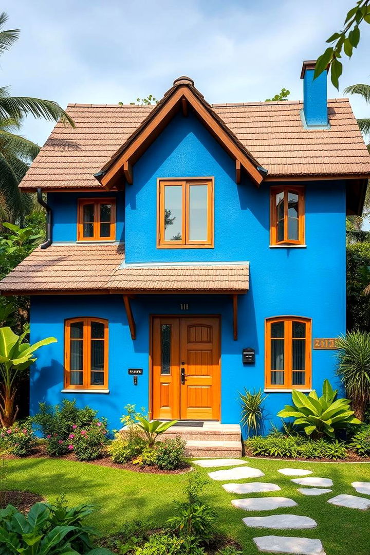 Eco Friendly Oasis - 22 blue exterior home with a brown roof ideas