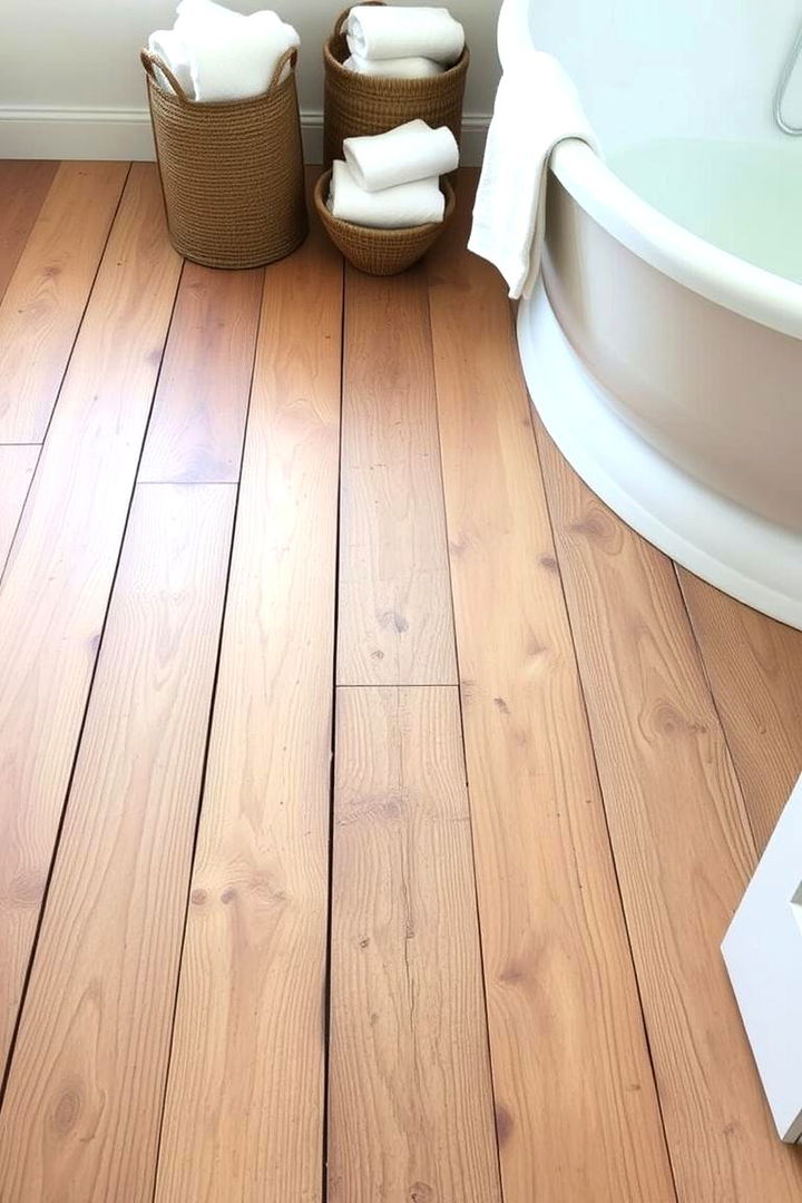 Eco Friendly Reclaimed Pine - 22 Ideas for Wood Floors in Bathrooms