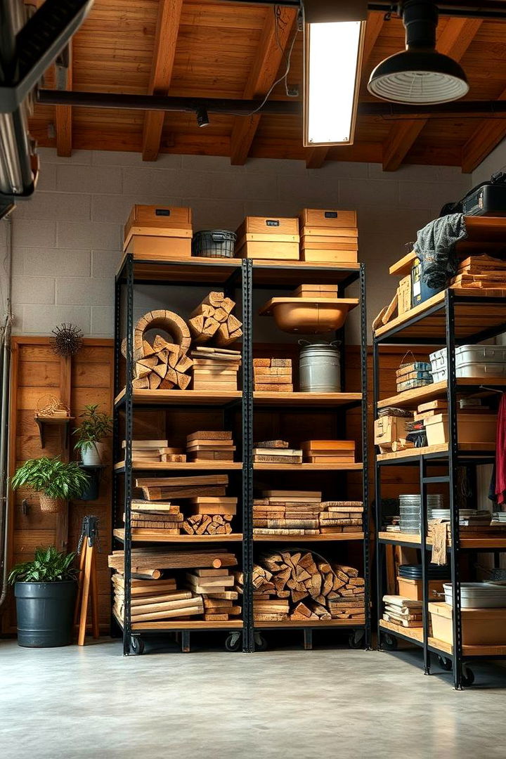 Eco Friendly Recycled Material Shelving for Sustainable Storage - 22 Garage Shelving Ideas