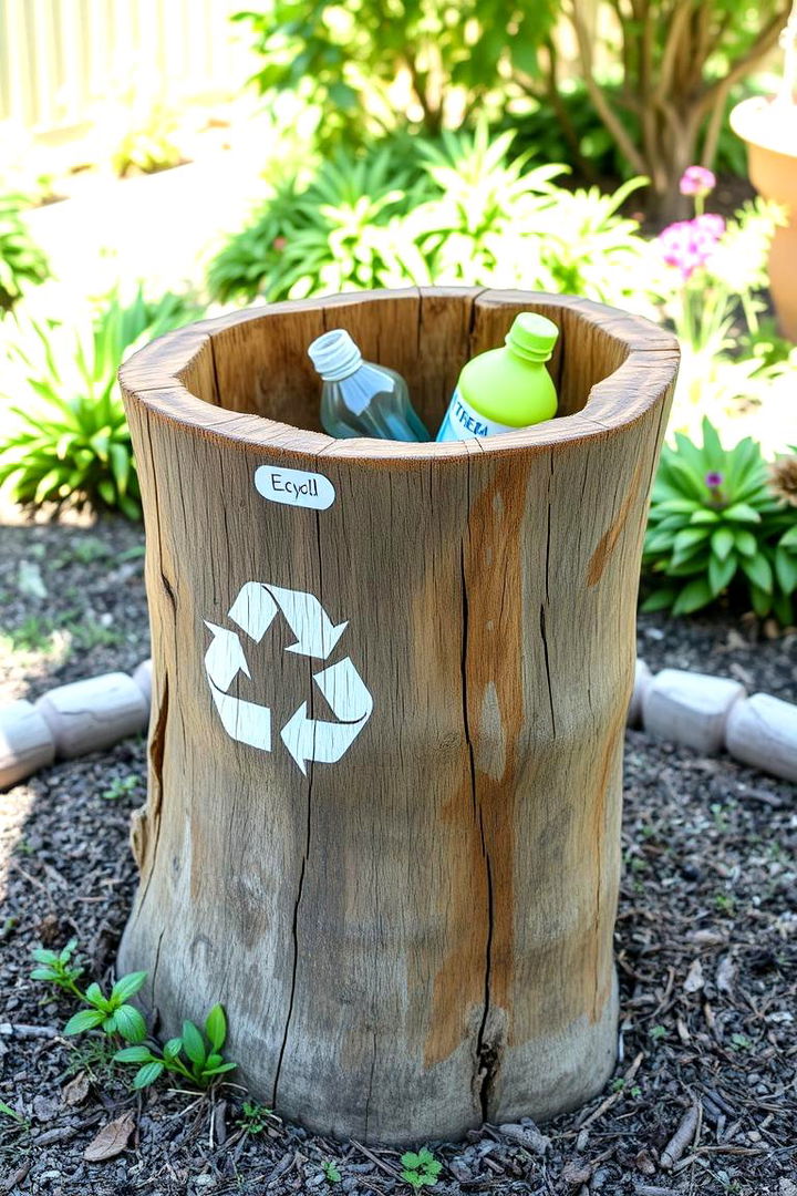 Eco Friendly Recycling Bin - 22 Tree Stump Decorating Ideas