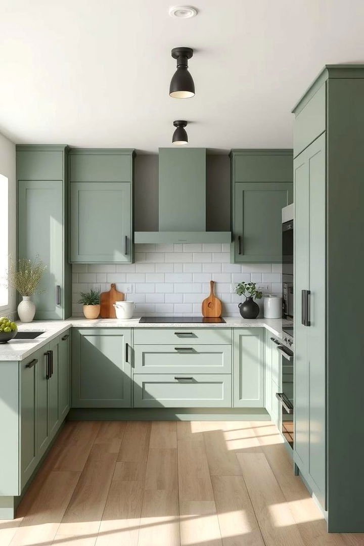 Eco Friendly Sage Green Finishes - 22 Sage Green and Black Kitchen Ideas