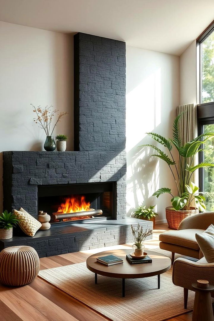 Eco Friendly Stone Fireplace - 22 Black Stone Fireplace Ideas