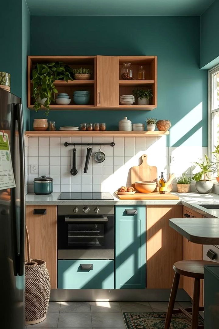 Eco Friendly Teal Accents - 22 Teal Kitchen Ideas