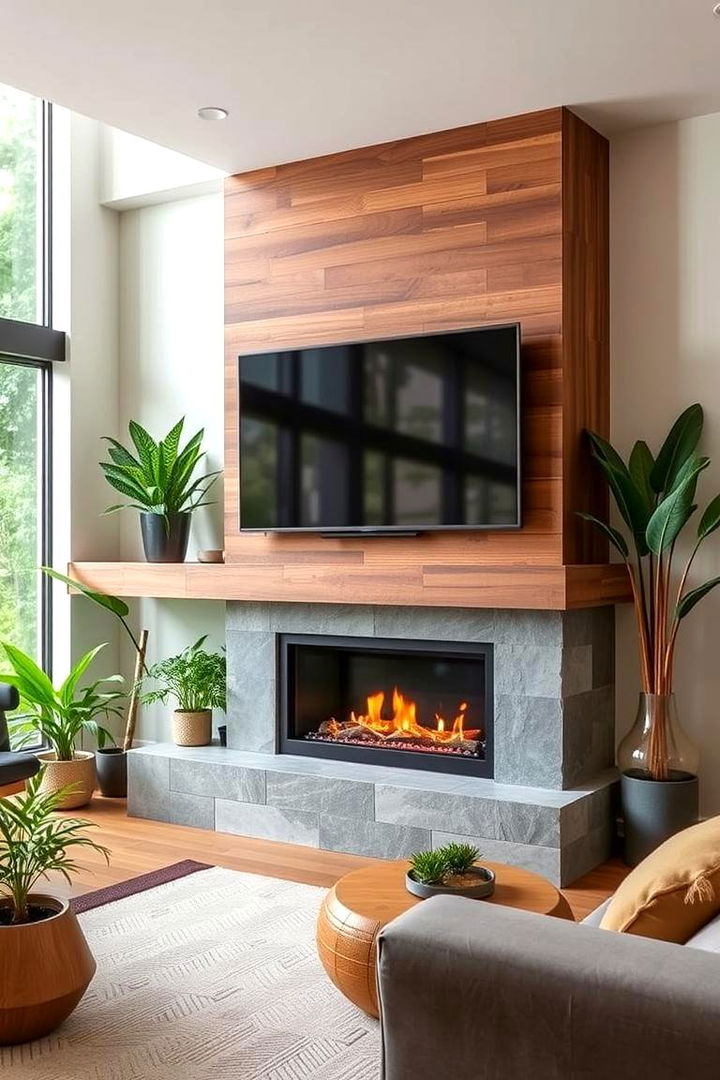 Eco Friendly and Energy Efficient Designs - 22 Linear Fireplace Ideas With Tv Above