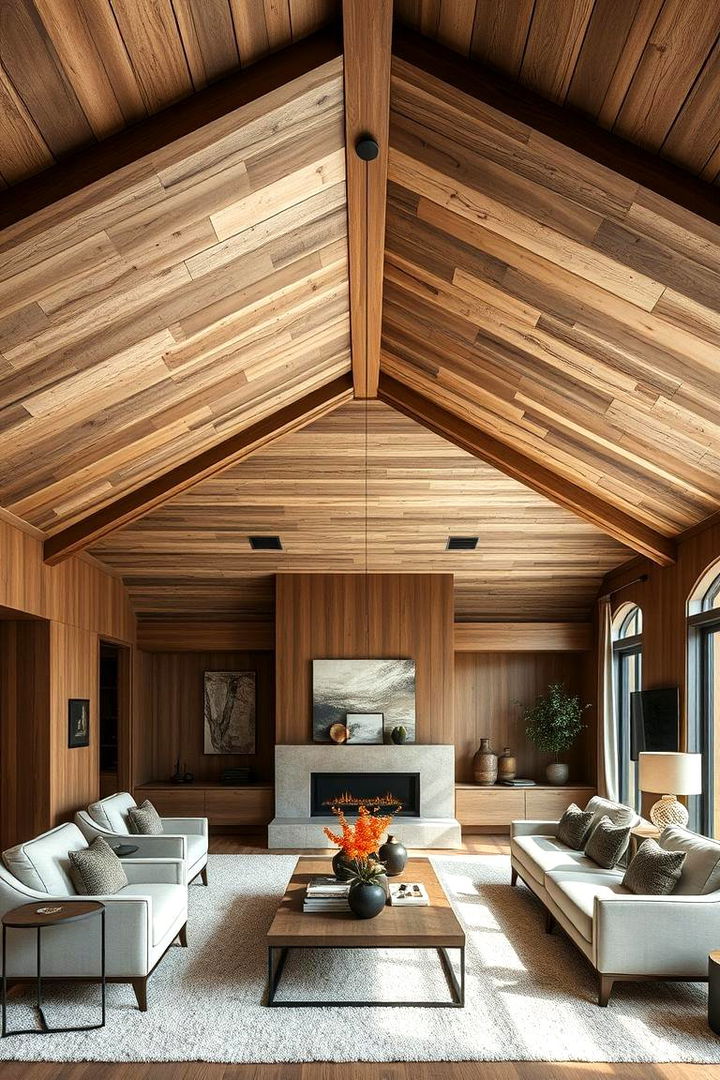 Eco Luxe Textured Finishes - 22 Living Room Vaulted Ceiling Ideas